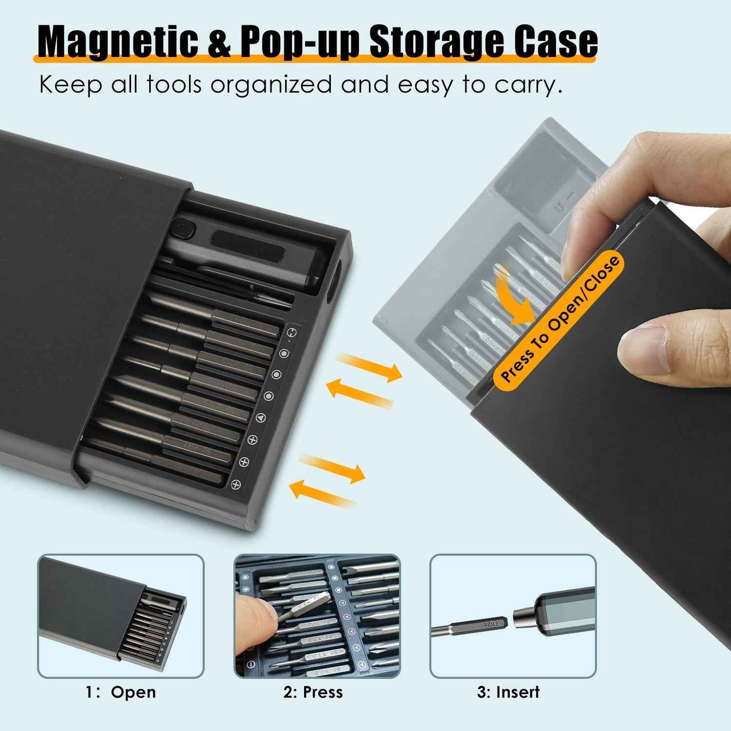 1Set 70 In 1 3.7V Mini Electric Screwdriver Kit Rechargeable Magnetic Repair Tool Kit With 5 Torque Settings 64 S2 Precision Bits 4 LED Lights For Phone Camera Laptop Watch Repair