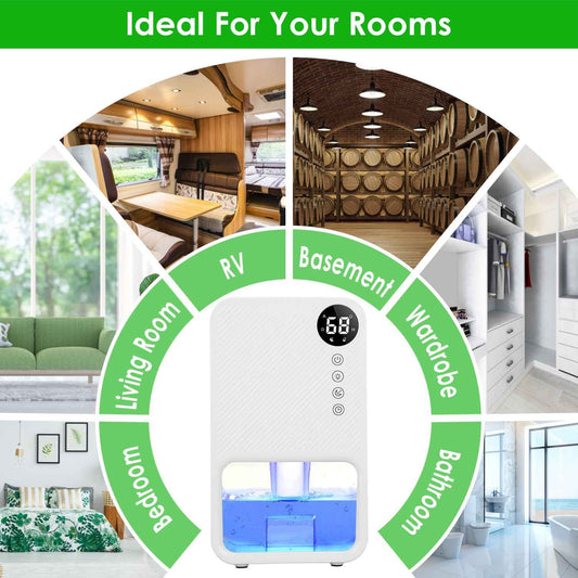 1Pc 37OZ Dehumidifier Indoor Portable Small Dehumidifier With Sleep Mode 24H Timer 7Color Lighting Touch Control For Home Bathroom Basement Closet RV Bedroom