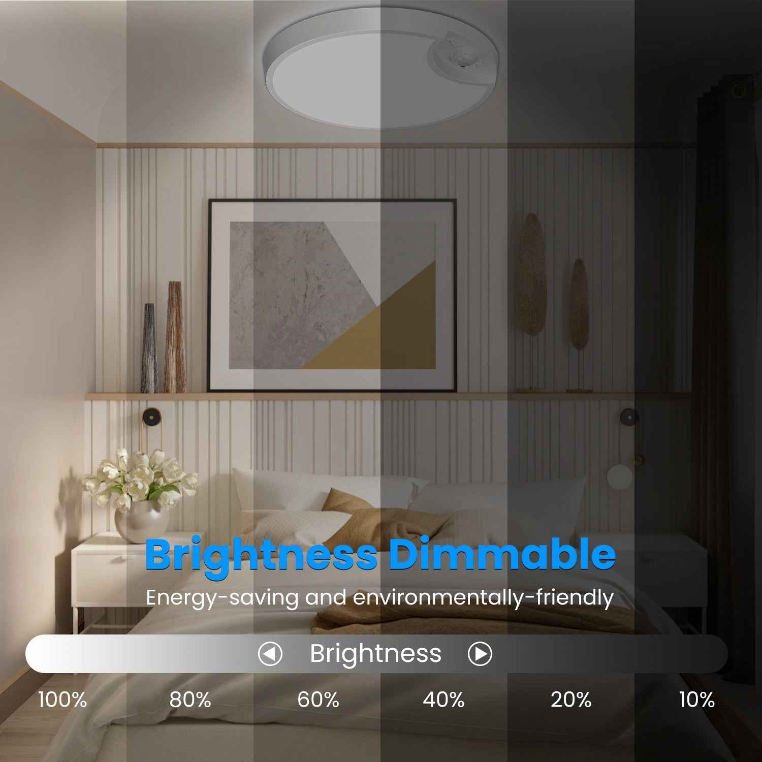 1Pc Rechargeable Motion Sensor Ceiling Light Dimmable LED Ceiling Light With Remote Timer 3 Light Colors 3 Modes For Stairs Garage Bathroom