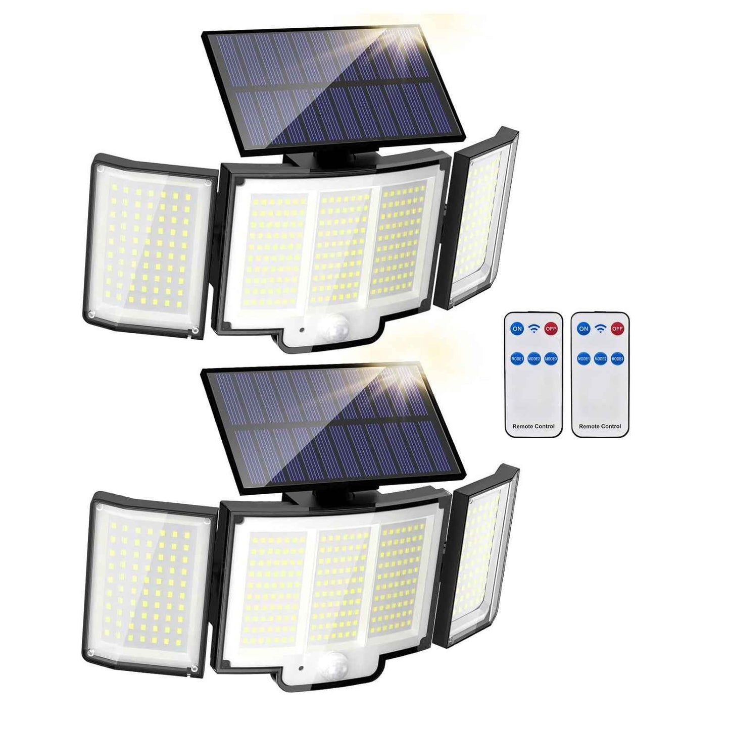 Waterproof Solar Outdoor Light Street Light 348LED 3 Side Adjustable Strap Remote Control