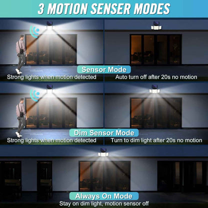 Waterproof Solar Outdoor Light Street Light 348LED 3 Side Adjustable Strap Remote Control