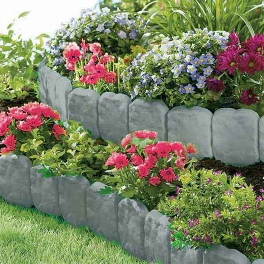 Garden Edge, Imitation Stone Effect Garden Lawn Edge, Non Digging Flexible Lawn Edge, And Flower Bed Edge Gray -20 PCS