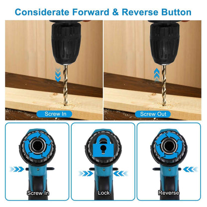 1Pack Cordless Drill Set With 2Pcs 21V Batteries And Charger 2 Variable Speeds Keyless Chuck 265lnLbs 25 And 3 Torque Positions Included 24Pcs Drill Bits For Home Car Repair Handmade