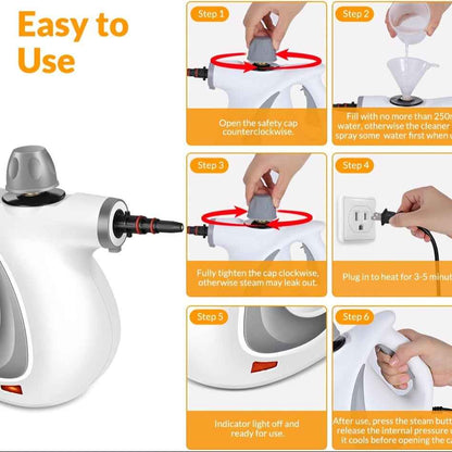 Handheld Multi-Surface Pressurized Steam Cleaner With 12 Accessories, Water Tank Multi-Purpose Steam Generator For Home Use, Natural Steam Cleaning Tiles, Floors, Bathrooms, Windows, Interior Decorati