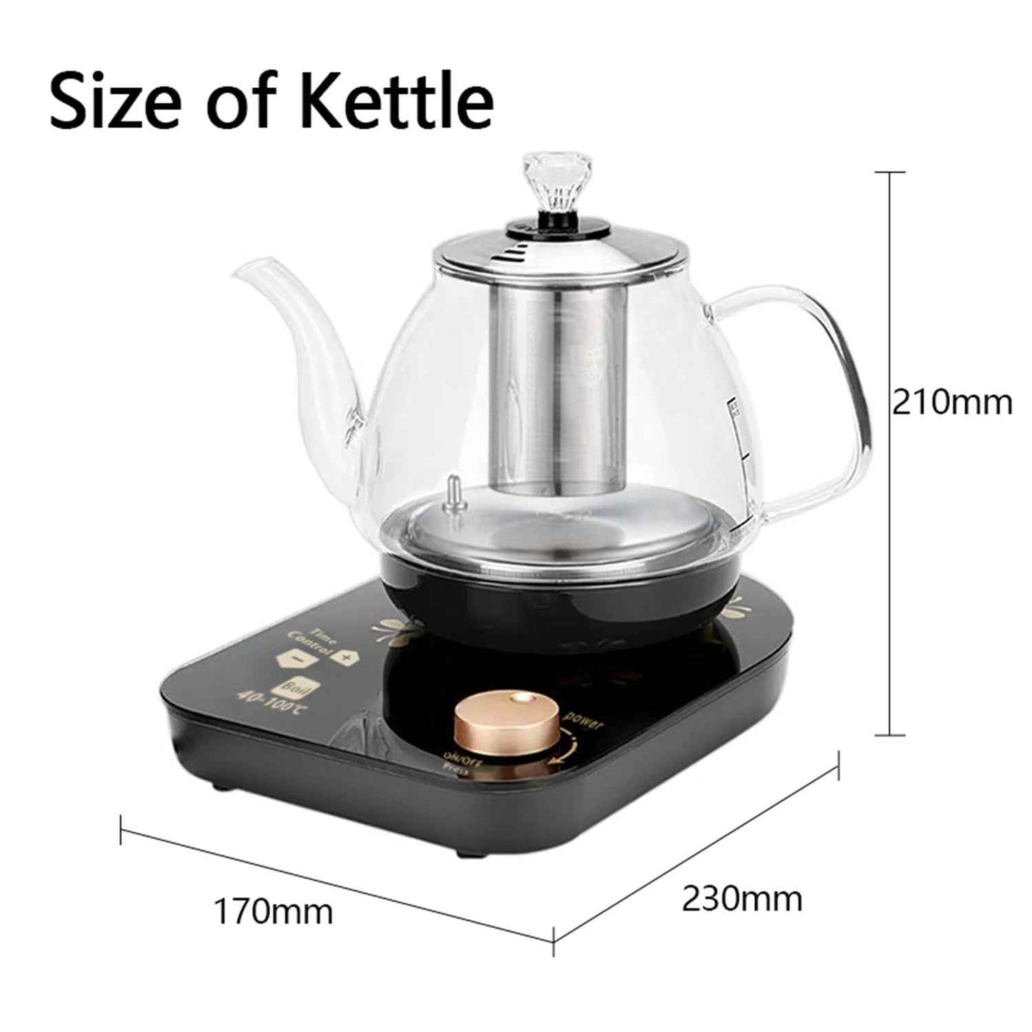 Professional Multi-functional Glass Teapot  800ml Fast Heating Cooking And Brewing Integrated Electric Kettle With Stainless Steel Filter