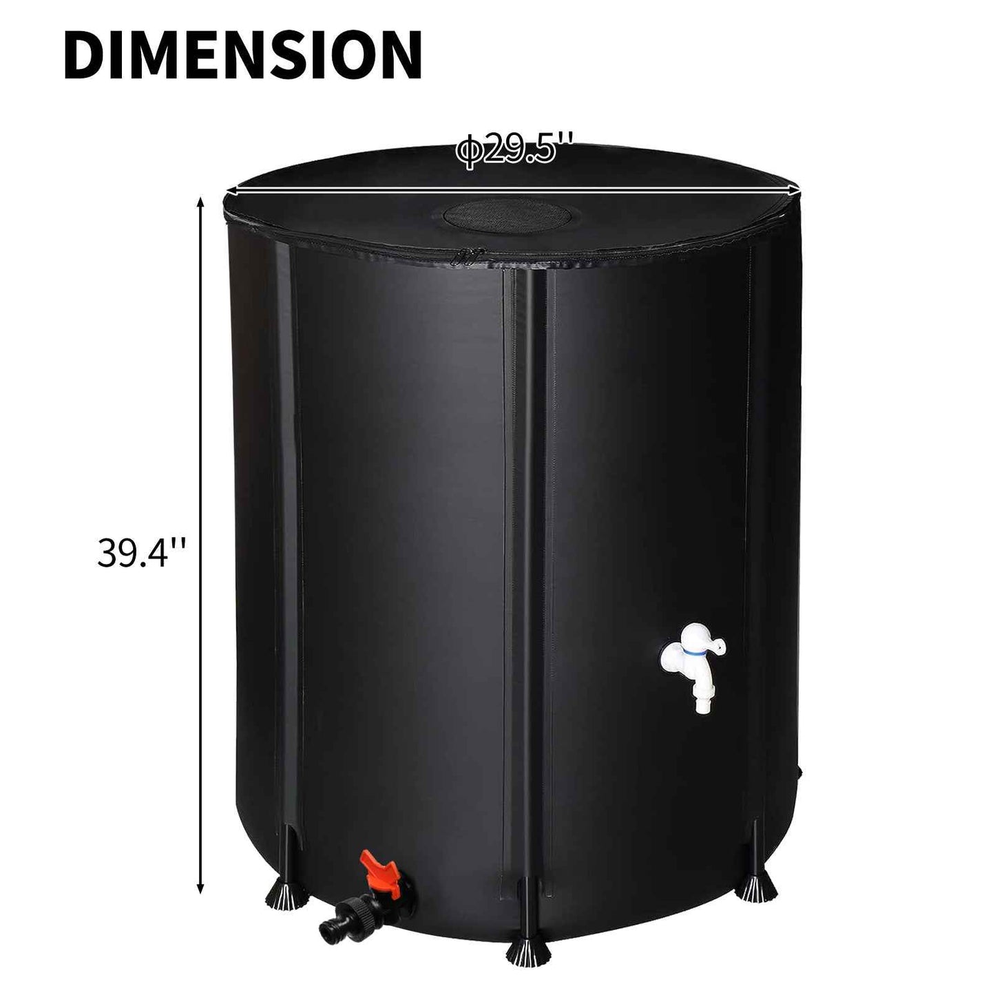 132gal Black PVC Foldable Rain Bucket