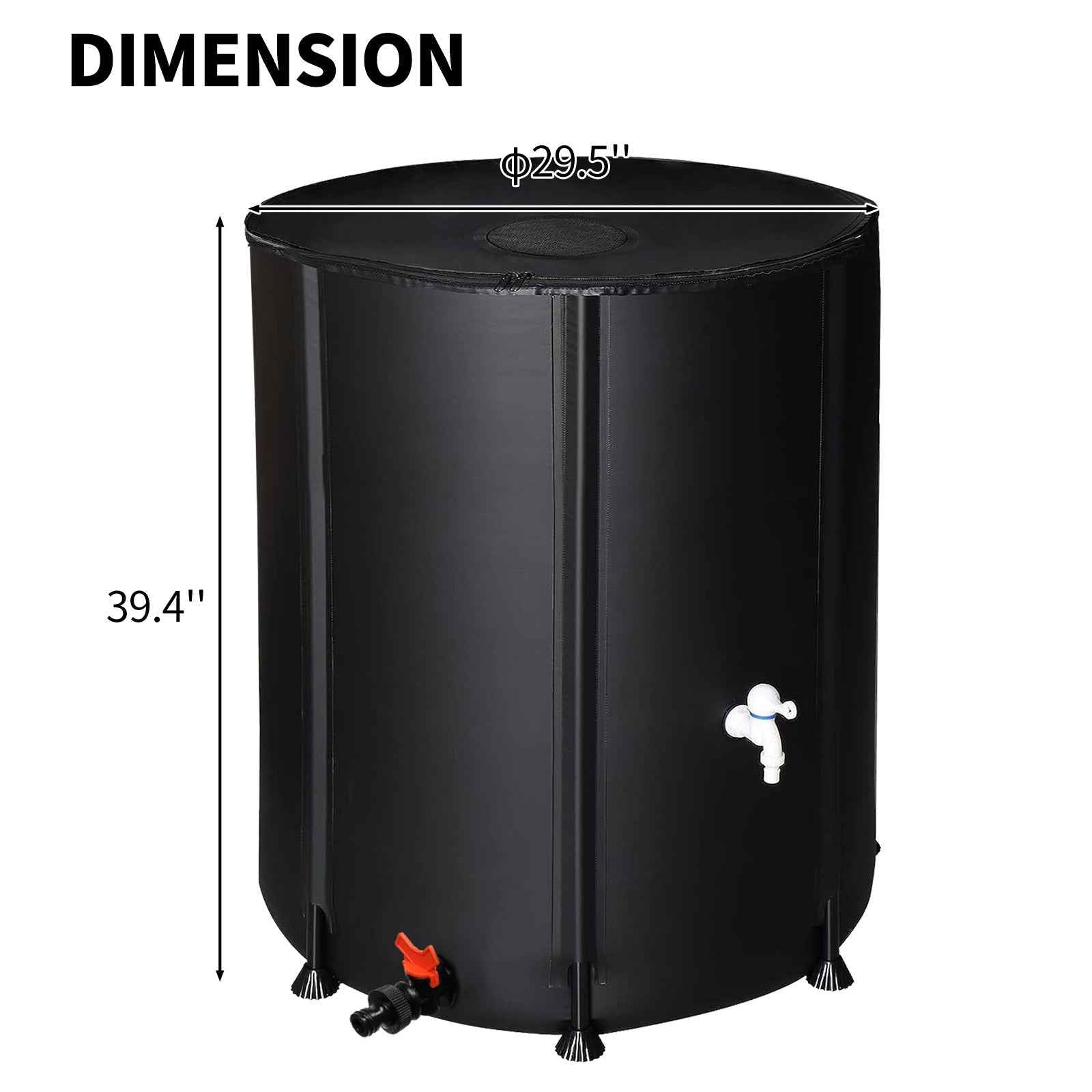 132gal Black PVC Foldable Rain Bucket