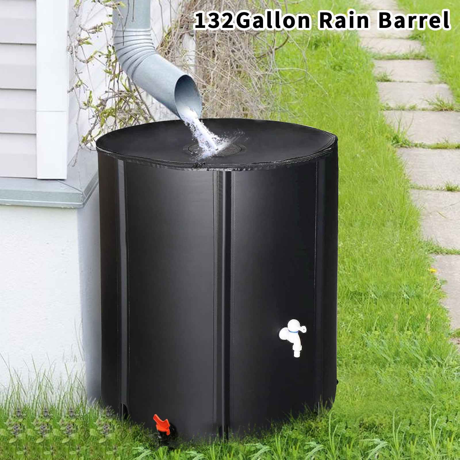 132gal Black PVC Foldable Rain Bucket