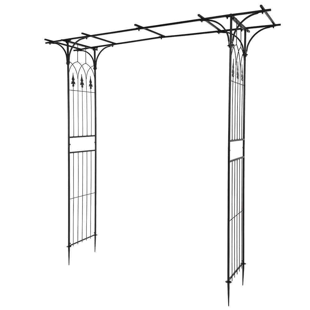 7.1ft Black Flat Top Wrought Iron, Courtyard Iron Arch
