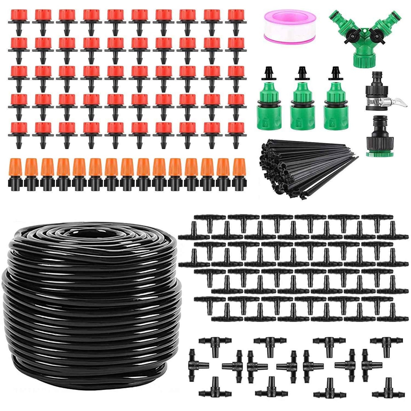 164FT Drip Irrigation Kit Automatic Garden Irrigation System Misting Plant Watering Drip Kit For Garden Greenhouse Flower Bed Patio Lawn