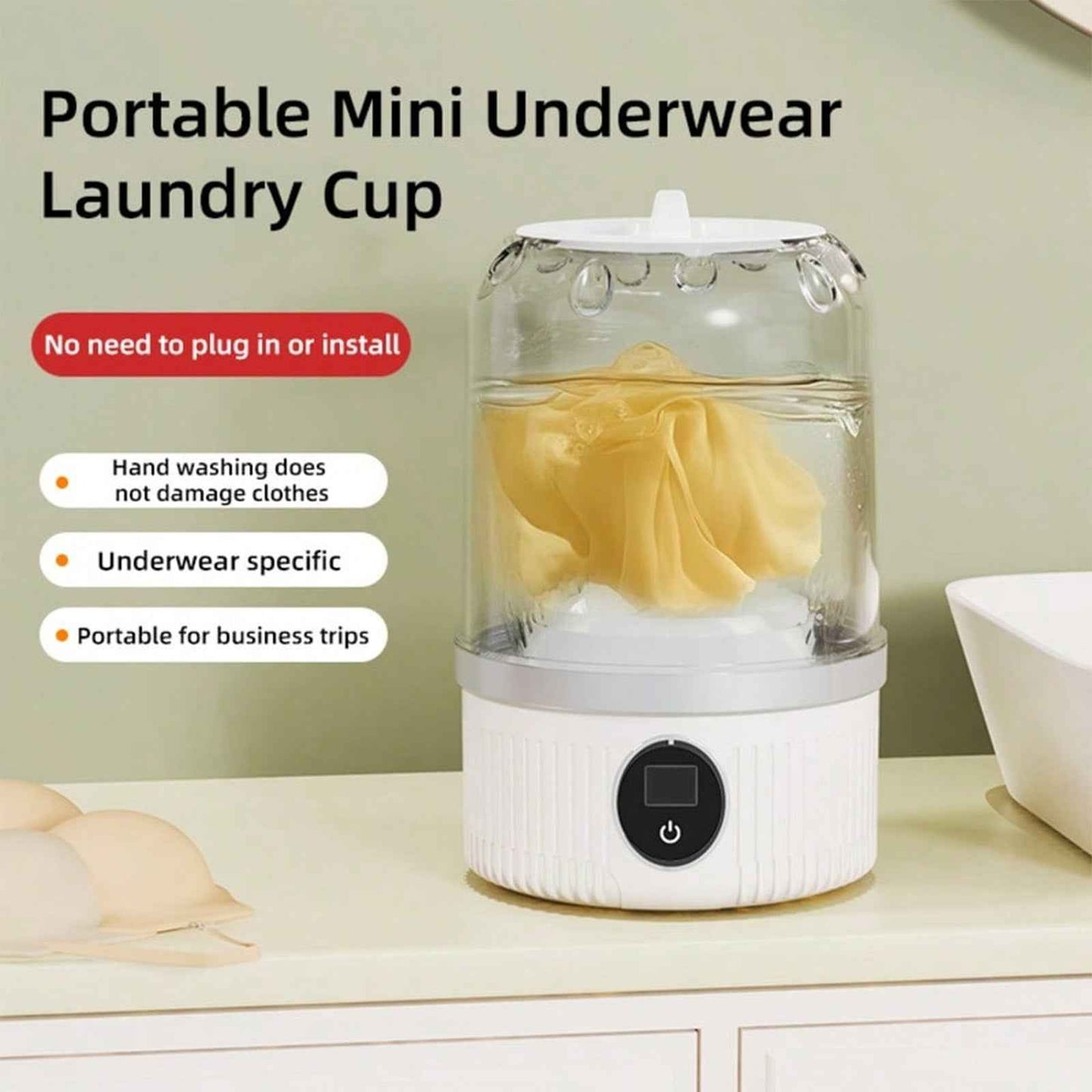 Portable Mini Washing Machine USB Rechargeable Travel Washer For Baby Clothes Underwear Socks Compact Foldable For RV Dorm Camping