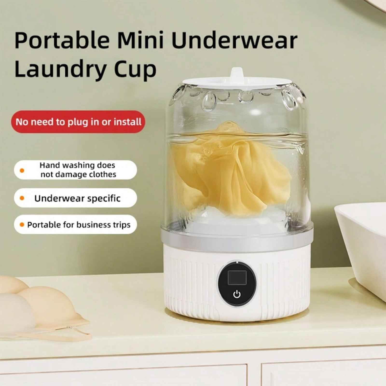 Portable Mini Washing Machine USB Rechargeable Travel Washer For Baby Clothes Underwear Socks Compact Foldable For RV Dorm Camping