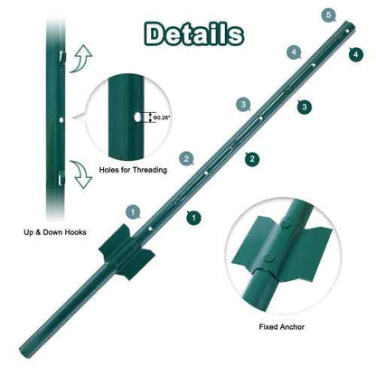 Fence Posts 3Feet - 10Pack, Heavy Duty Metal Fence Post With U-Channel, Steel Fence U-Post For Holding Garden Wire Fence, Corner Anchor Posts Etc.