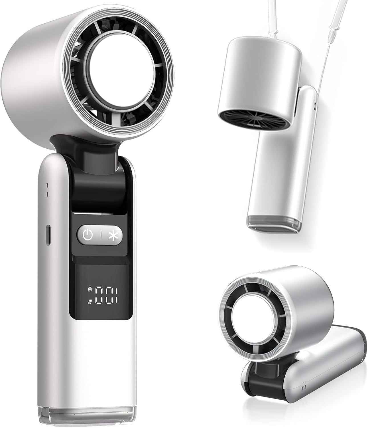 Portable Handheld Fan, Speed Adjustable Turbo Mini Fan, Reduced Temperature Mode, Rechargeable Digital Display Foldable Personal Fan With Night Light, Suitable For Women Men Outdoor