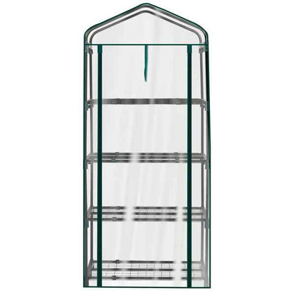 27X19X62in PE Cloth Flower Room Transparent PVC Dark Green Iron Pipe Spire Mini With 4 Ply Grid Flower Stand With Zipper Rolling Door
