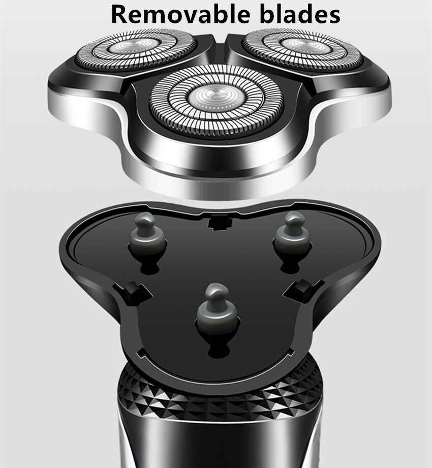 Electric Shaver Mens Razor Rotary Waterproof Pop-Up Beard Trimmer Wet Dry Cordless Nose Hair Cutting Barber Shaving Machine