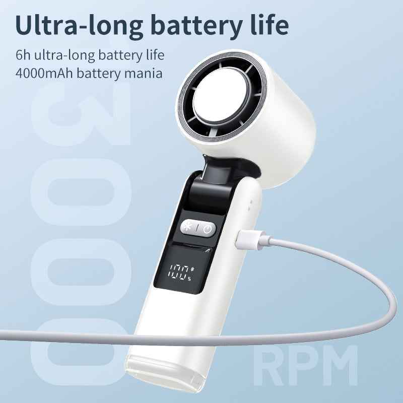 Portable Handheld Fan, Speed Adjustable Turbo Mini Fan, Reduced Temperature Mode, Rechargeable Digital Display Foldable Personal Fan With Night Light, Suitable For Women Men Outdoor