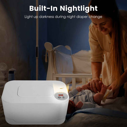 1Pc Baby Wipe Warmer With 3 Temperature Settings Type C Powered Baby Wet Wipes Dispenser With Night Light Large Capacity Diaper Wipe Warmer For Baby