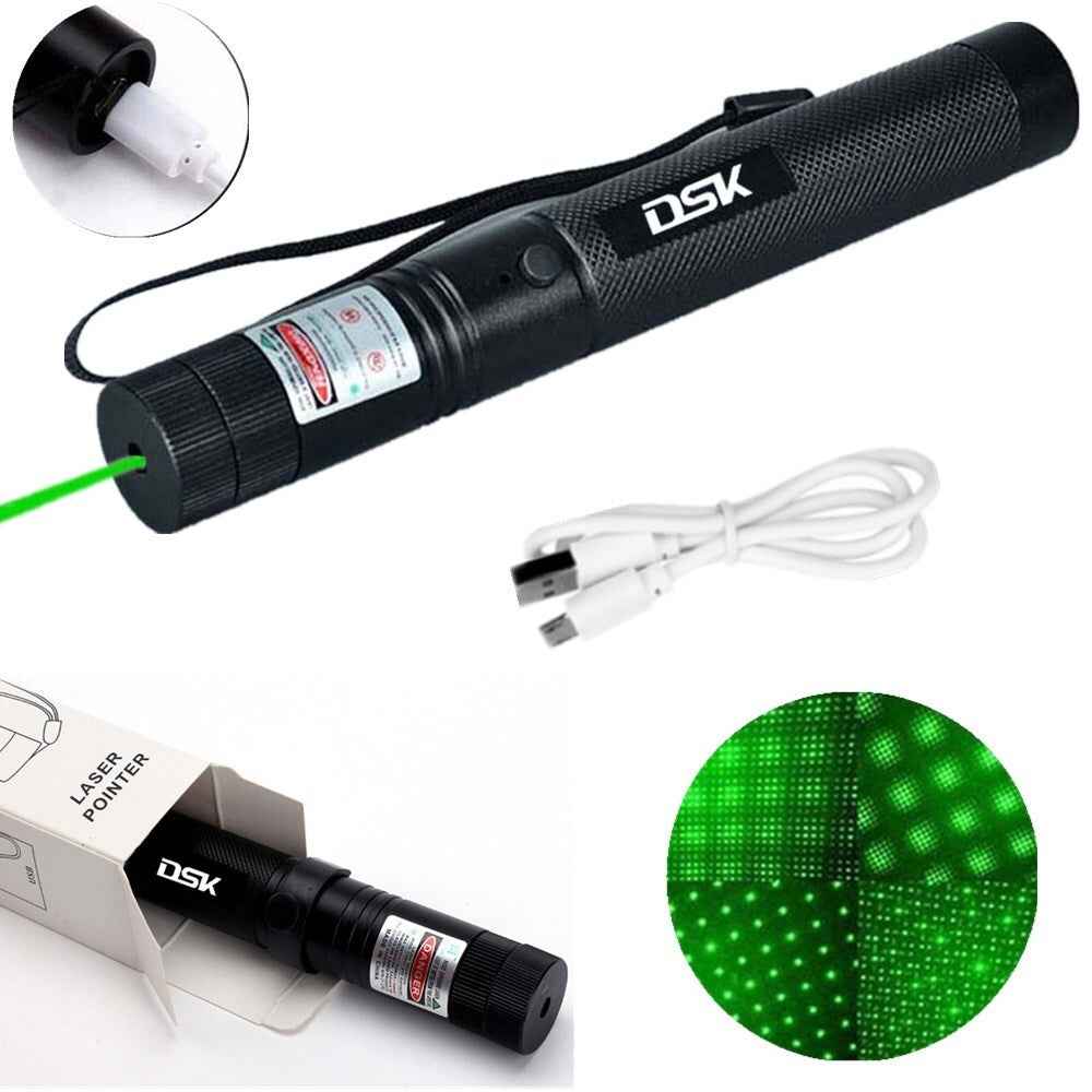 USB Rechargeable Green Laser Pointer Pen Light 990Miles 532NM Astronomy Visible Beam Light 1mw Flashlight