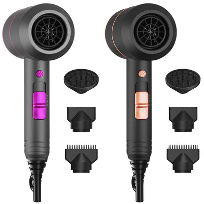 1Pc 1800W Hair Dryer Portable Compact Hair Blow Dryer With Cool Warm Hot Wind With Diffuser Concentrator Comb Nozzle ALCI Plug Overheat Protection For Women Man Straight Curly Hair