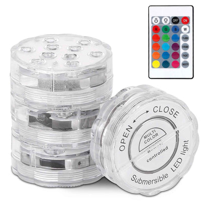 4Pcs RGB Swimming Pool Lights With Remote Control  IP68 Waterproof Battery Operated Submersible 16 Modes For Pond Bathtub Hot Tub Party