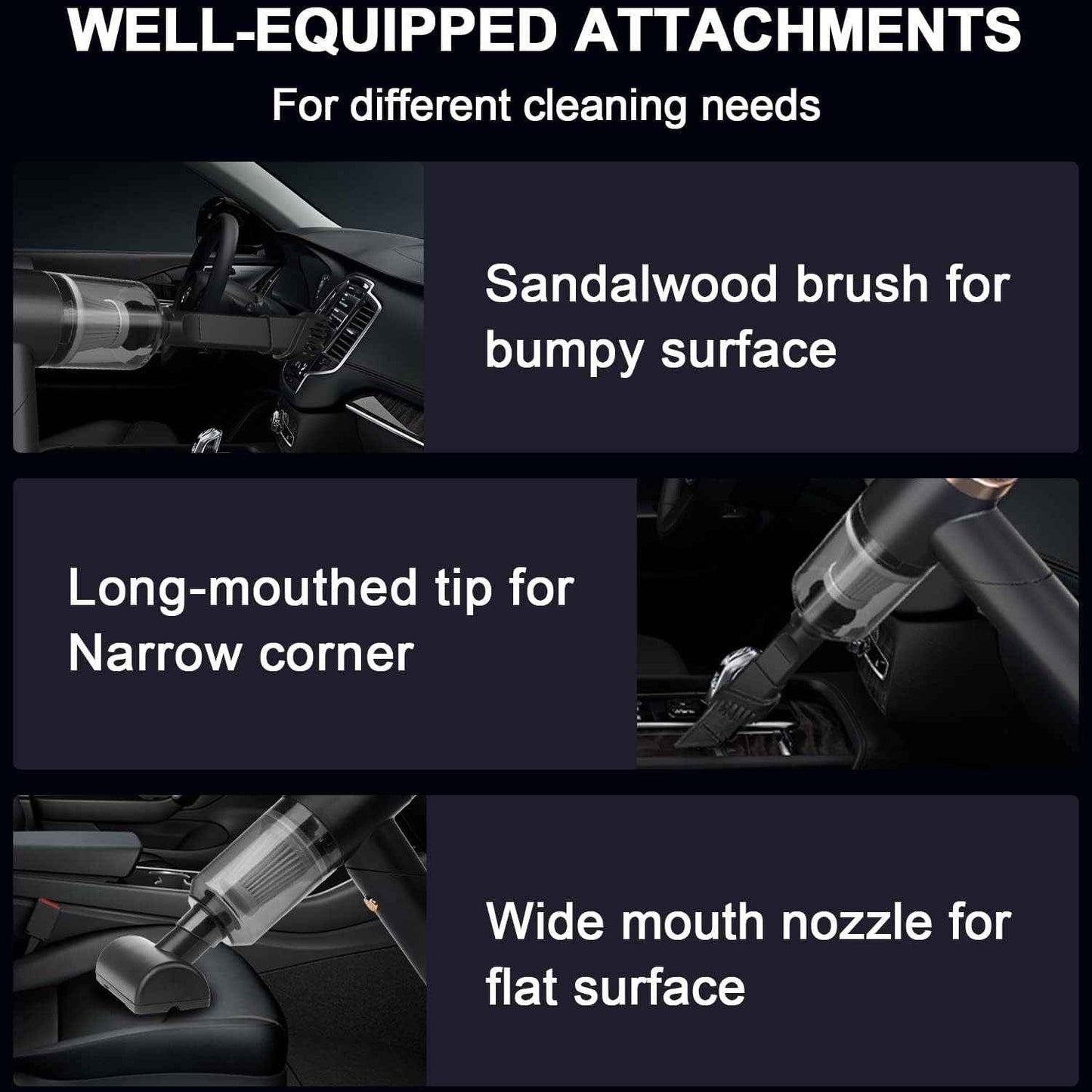 Vacuum Cleaner And Air Duster For Cars, Homes, Offices And Pets, High-power, Multi-nozzle Handheld Car Vacuum Cleaner.