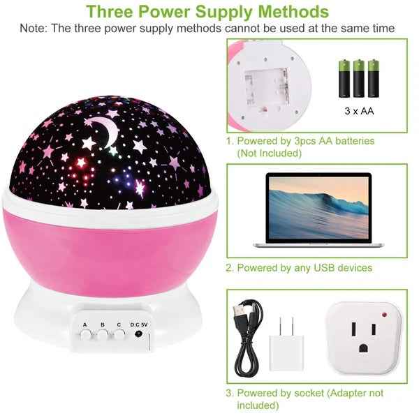 LED Star Sky Projector Night Light Kids Rotating Starry Night Lamp