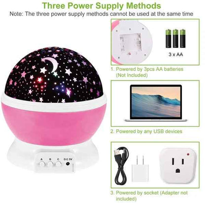 LED Star Sky Projector Night Light Kids Rotating Starry Night Lamp