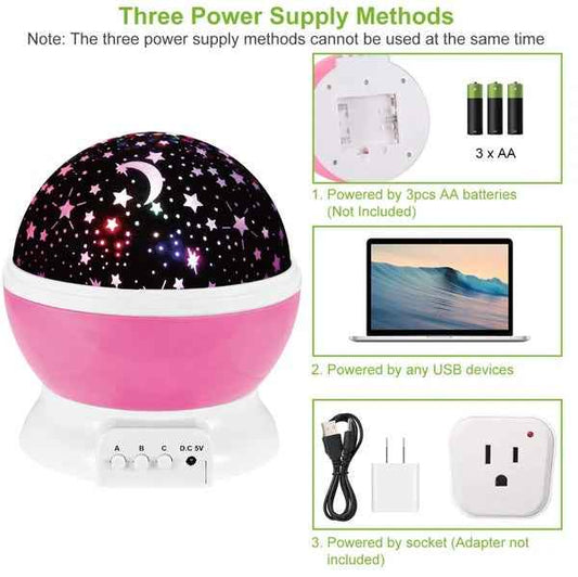 LED Star Sky Projector Night Light Kids Rotating Starry Night Lamp