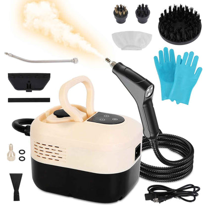 1500W Handheld High Temperature And Pressure Steamer Cleaner With 1200ML Tank 8 Accessories 6 Steam Levels Digital Display Handle Control For Dirt Grease Grout Tile Floor Couch Car
