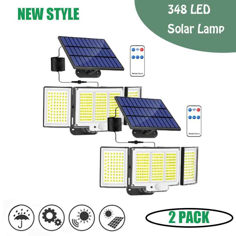 Waterproof Solar Outdoor Light Street Light 348LED 3 Side Adjustable Strap Remote Control