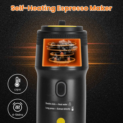 1Pc Portable Electric Espresso Machine Cordless Coffee Maker Self Heating Car Espresso Maker With Anti Dry Burn Fit For Ground Coffee NS DG Capsules For Car Camping Hiking RV Home Office