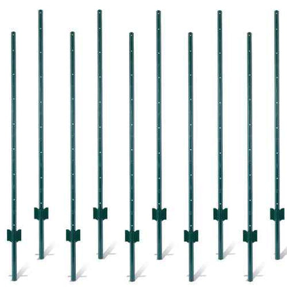 Fence Posts 3Feet - 10Pack, Heavy Duty Metal Fence Post With U-Channel, Steel Fence U-Post For Holding Garden Wire Fence, Corner Anchor Posts Etc.