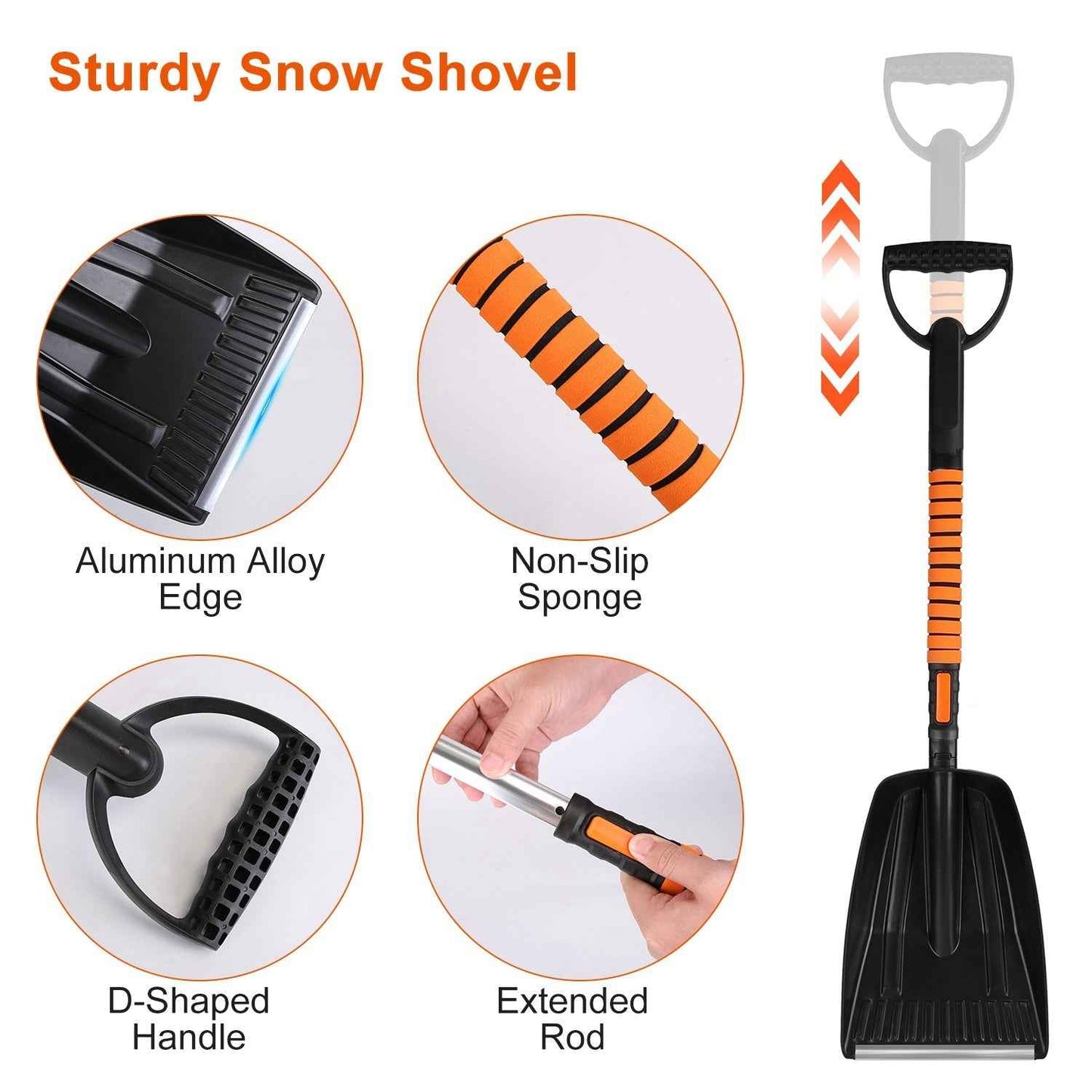 1Pc 5 In 1 Detachable Snow Remover Kits Extendable Ice Scraper Snow Shovel 180Degree Adjustable Snow Brush Head For Car Windshield Roof