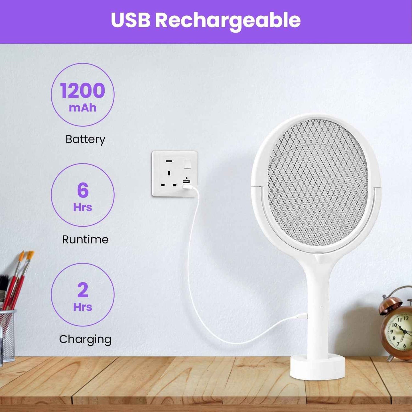 3 In 1 Electric Bug Zapper Racket 90Degree Rotating Bug Zapper Wand Indoor Outdoor Handheld Mosquito Swatter With Telescopic Extension Wand