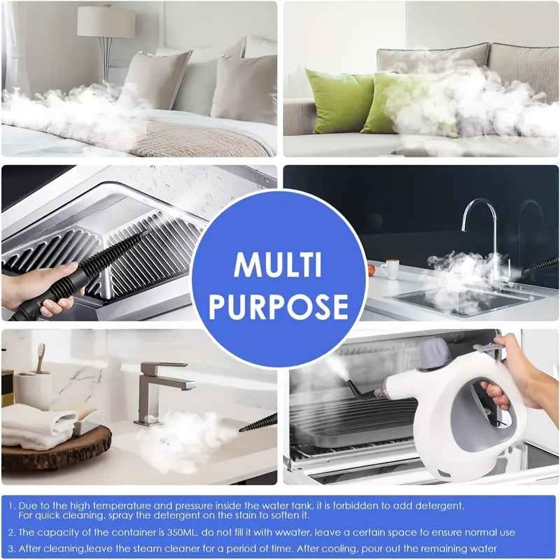 Handheld Multi-Surface Pressurized Steam Cleaner With 12 Accessories, Water Tank Multi-Purpose Steam Generator For Home Use, Natural Steam Cleaning Tiles, Floors, Bathrooms, Windows, Interior Decorati