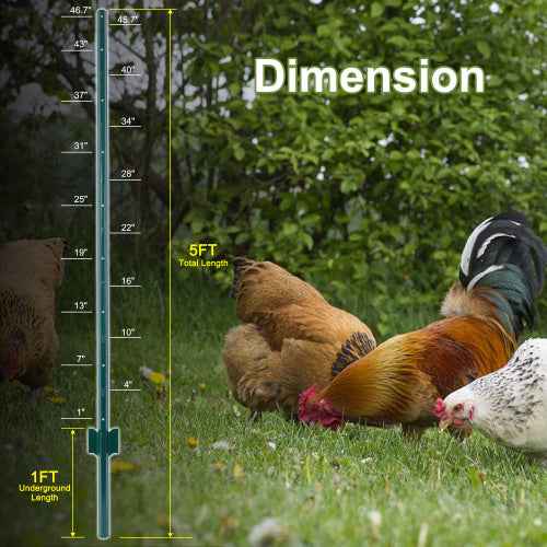 Fence Posts 3Feet - 10Pack, Heavy Duty Metal Fence Post With U-Channel, Steel Fence U-Post For Holding Garden Wire Fence, Corner Anchor Posts Etc.