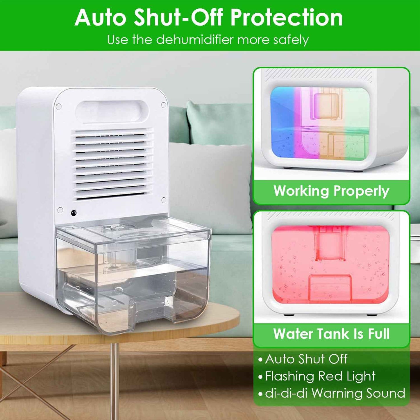 1Pc 37OZ Dehumidifier Indoor Portable Small Dehumidifier With Sleep Mode 24H Timer 7Color Lighting  Touch Control For Home Bathroom Basement Closet RV Bedroom