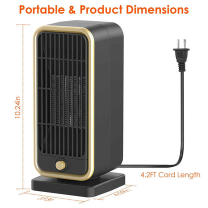1Pc 500W Portable Electric Heater PTC Ceramic Heating Space Heater Overheating Tip Over Protection 3S Heating Space For 322 Sq FT Home Office Use