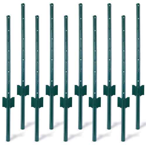 Fence Posts 3Feet - 10Pack, Heavy Duty Metal Fence Post With U-Channel, Steel Fence U-Post For Holding Garden Wire Fence, Corner Anchor Posts Etc.