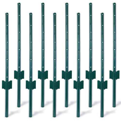 Fence Posts 3Feet - 10Pack, Heavy Duty Metal Fence Post With U-Channel, Steel Fence U-Post For Holding Garden Wire Fence, Corner Anchor Posts Etc.