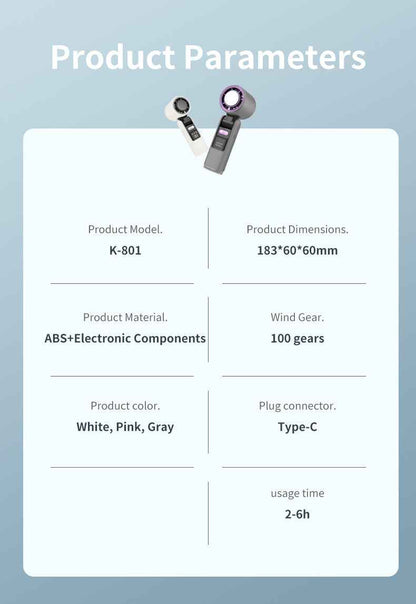 Portable Handheld Fan, Speed Adjustable Turbo Mini Fan, Reduced Temperature Mode, Rechargeable Digital Display Foldable Personal Fan With Night Light, Suitable For Women Men Outdoor