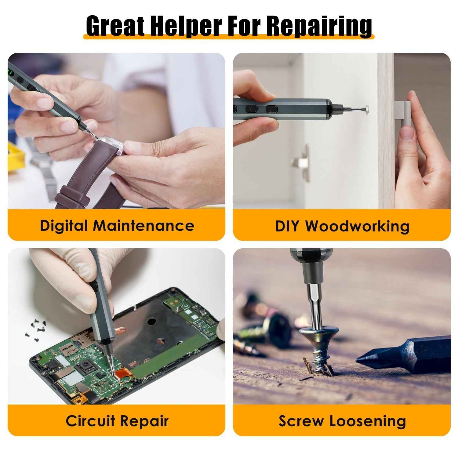 1Set 70 In 1 3.7V Mini Electric Screwdriver Kit Rechargeable Magnetic Repair Tool Kit With 5 Torque Settings 64 S2 Precision Bits 4 LED Lights For Phone Camera Laptop Watch Repair