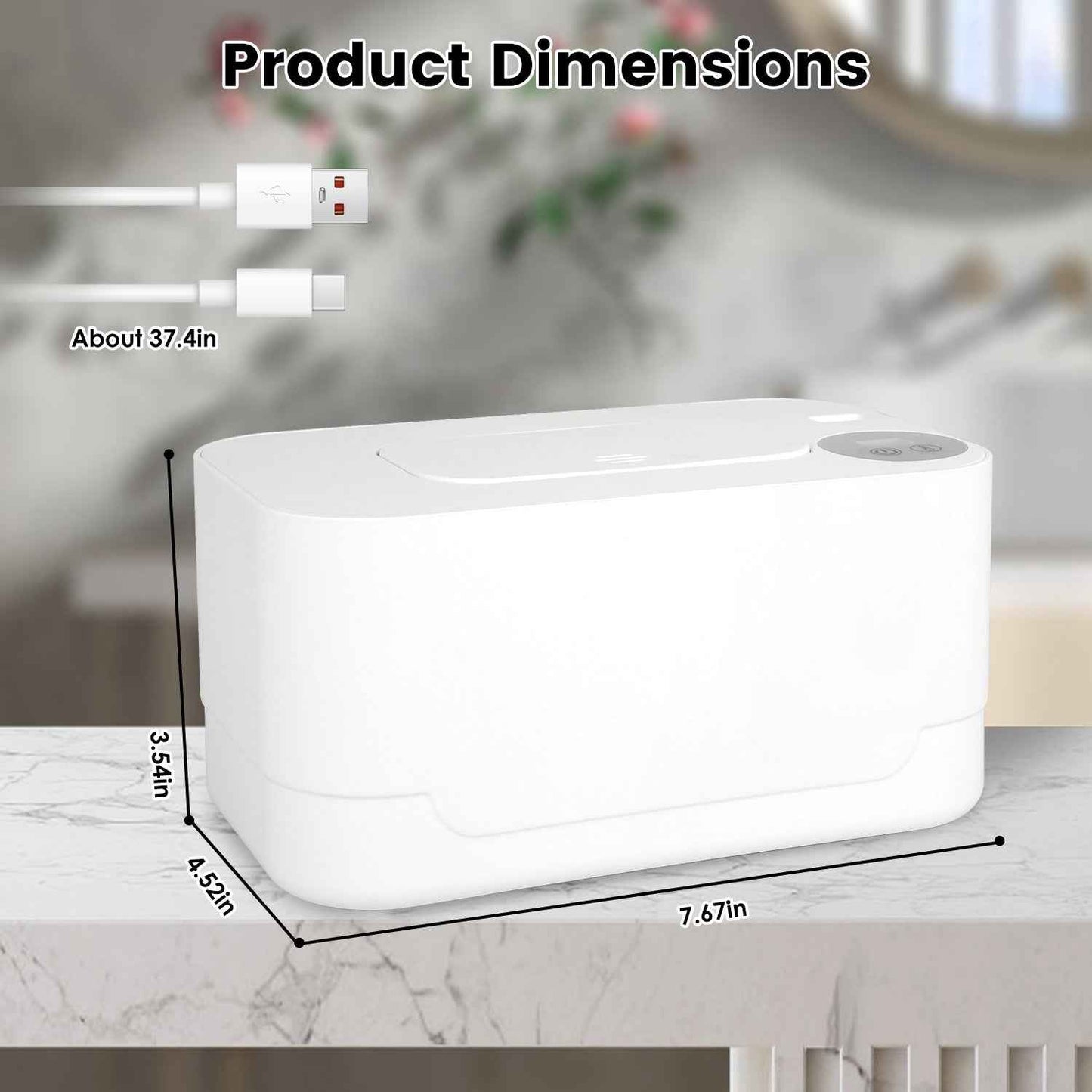 1Pc Baby Wipe Warmer With 3 Temperature Settings Type C Powered Baby Wet Wipes Dispenser With Night Light Large Capacity Diaper Wipe Warmer For Baby