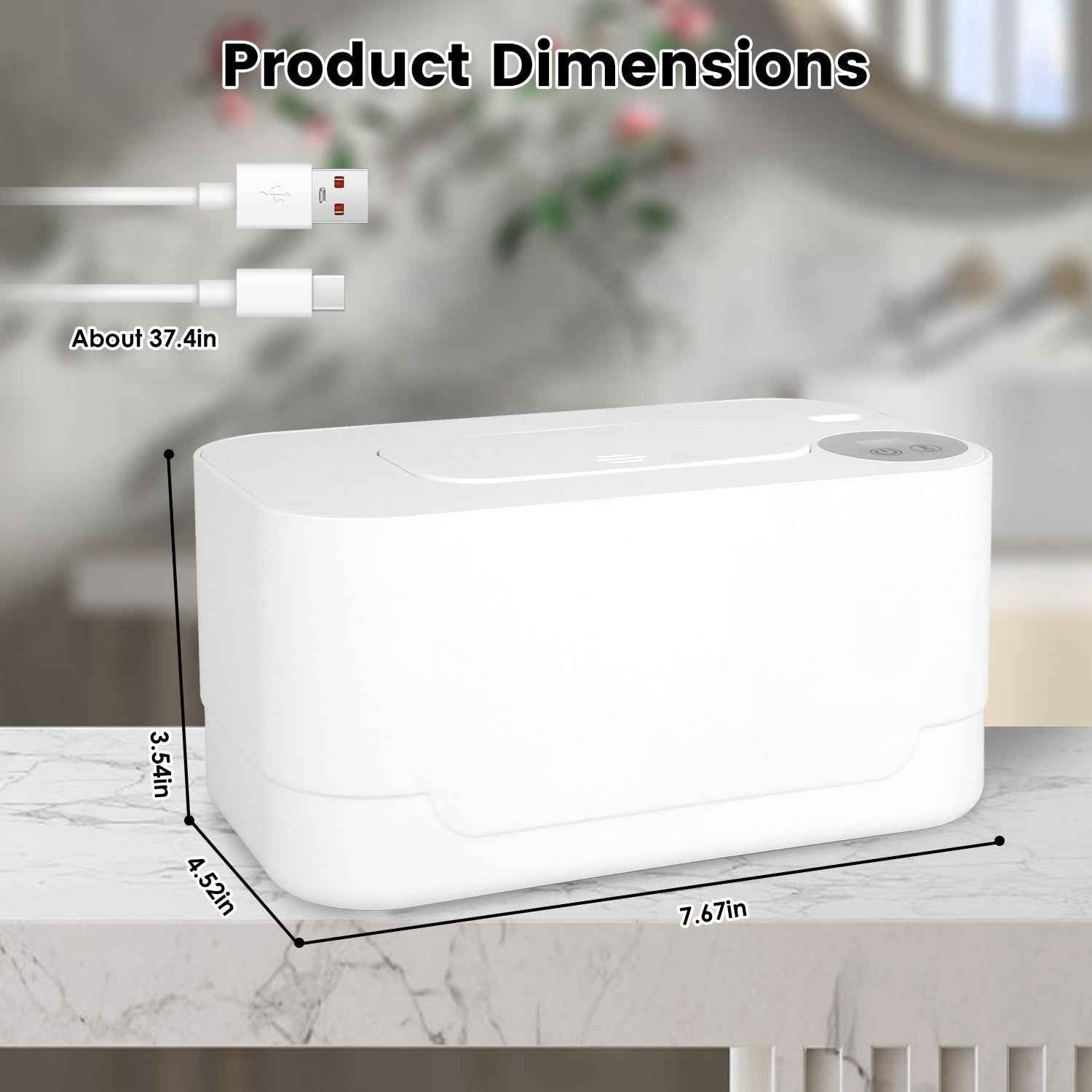 1Pc Baby Wipe Warmer With 3 Temperature Settings Type C Powered Baby Wet Wipes Dispenser With Night Light Large Capacity Diaper Wipe Warmer For Baby
