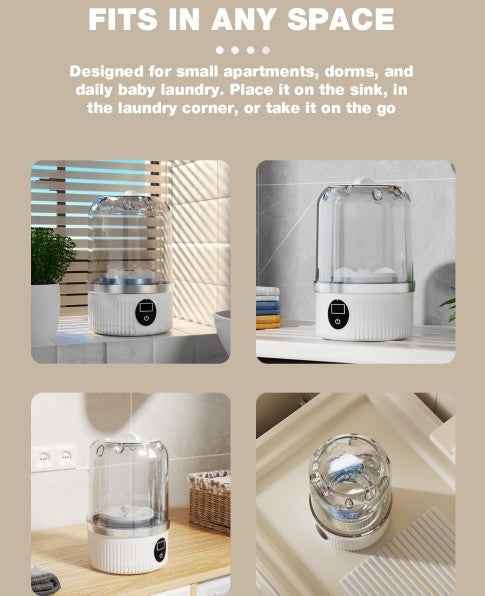 Portable Mini Washing Machine USB Rechargeable Travel Washer For Baby Clothes Underwear Socks Compact Foldable For RV Dorm Camping