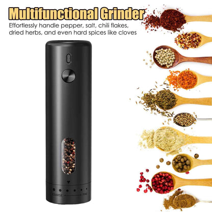 1Pc  Electric Pepper Grinder USB Rechargeable Pepper Mill Automatic Salt Grinder With 6 Adjustable Coarseness LED Light 110ML Container One Hand Operation For Kitchen Essential