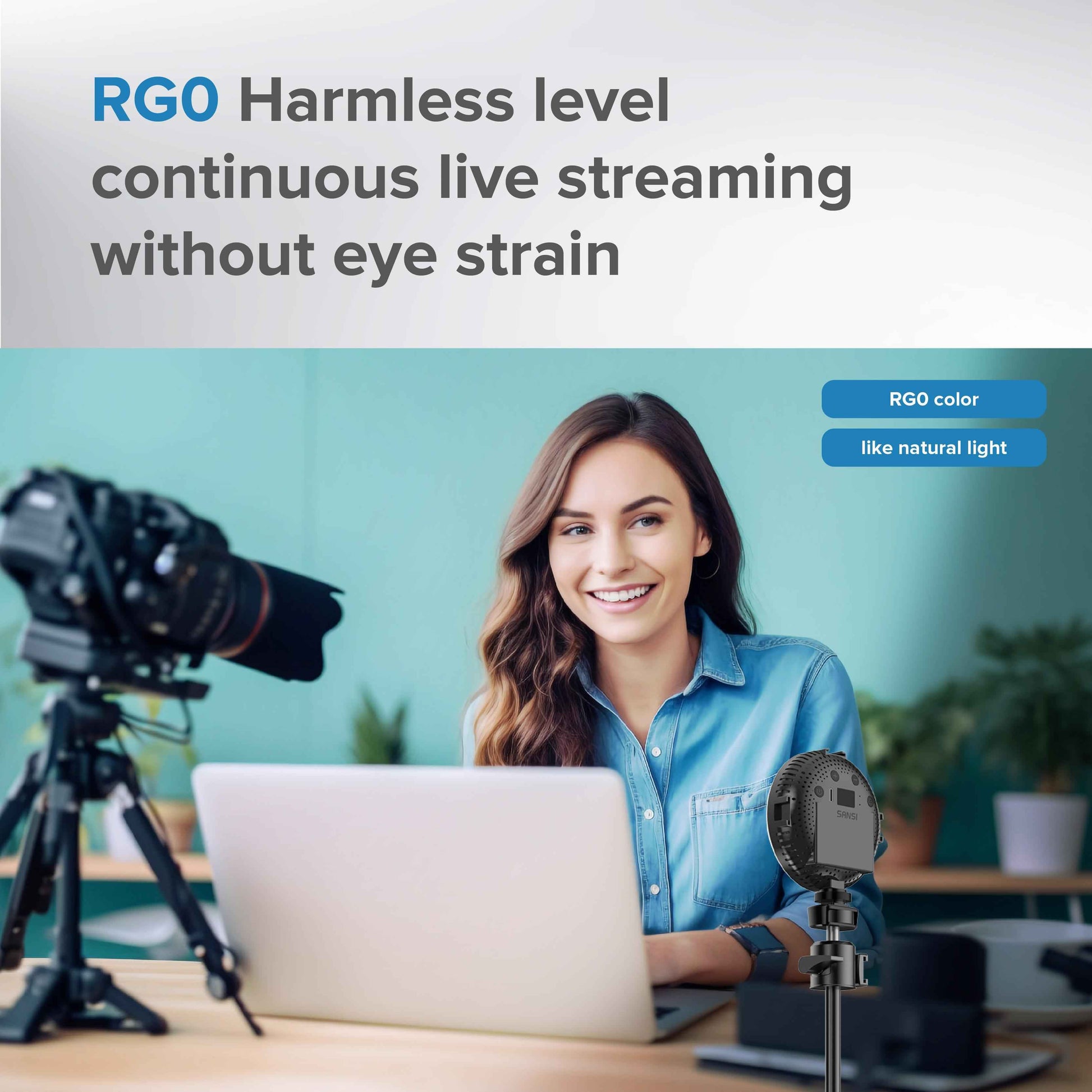 SANSI Portable Rechargeable Fill Light, 8.6W Selfie & Video Light With 9 Color Temperatures & 5 Brightness Levels For Phone, Camera, Laptop, Makeup, Video Calls, Camping