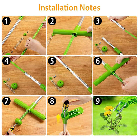 1Pc Weed Puller Twister Stand Up Root Removal Hand Tool 3 Claws Aluminum Grass Manual Remover 38.98in Long Handle With Foot Pedal