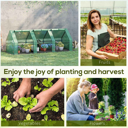Portable Greenhouse 9'L X 3'W X 3'H Large Zipper Doors UV Resistant PE Cover Green Mini Outdoor Plant House